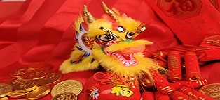 chinese dragon on red velvet fabric