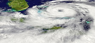 Above aerial view of hurricane