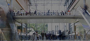 busy office building atrium