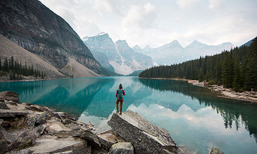 Person hiking in Alberta Canada mountains