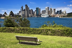 park bench overlooking the Sydney bay