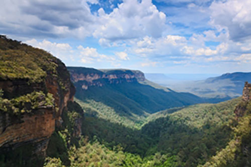 Mountain plateaus with valleys covered with trees